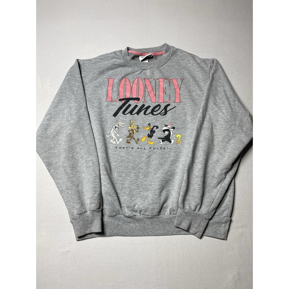 Looney Tunes "That's All Folks!" Gray Graphic Crewneck Sweatshirt – Size Medium